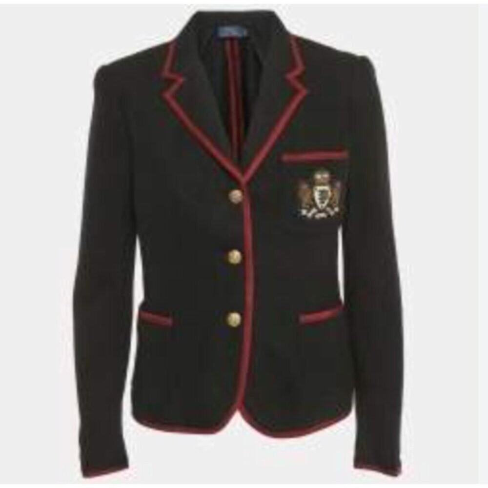 Ralph Lauren Polo Varsity Wool Blazer Tipped Jacket Crest Pocket 4 - Picture 8 of 8